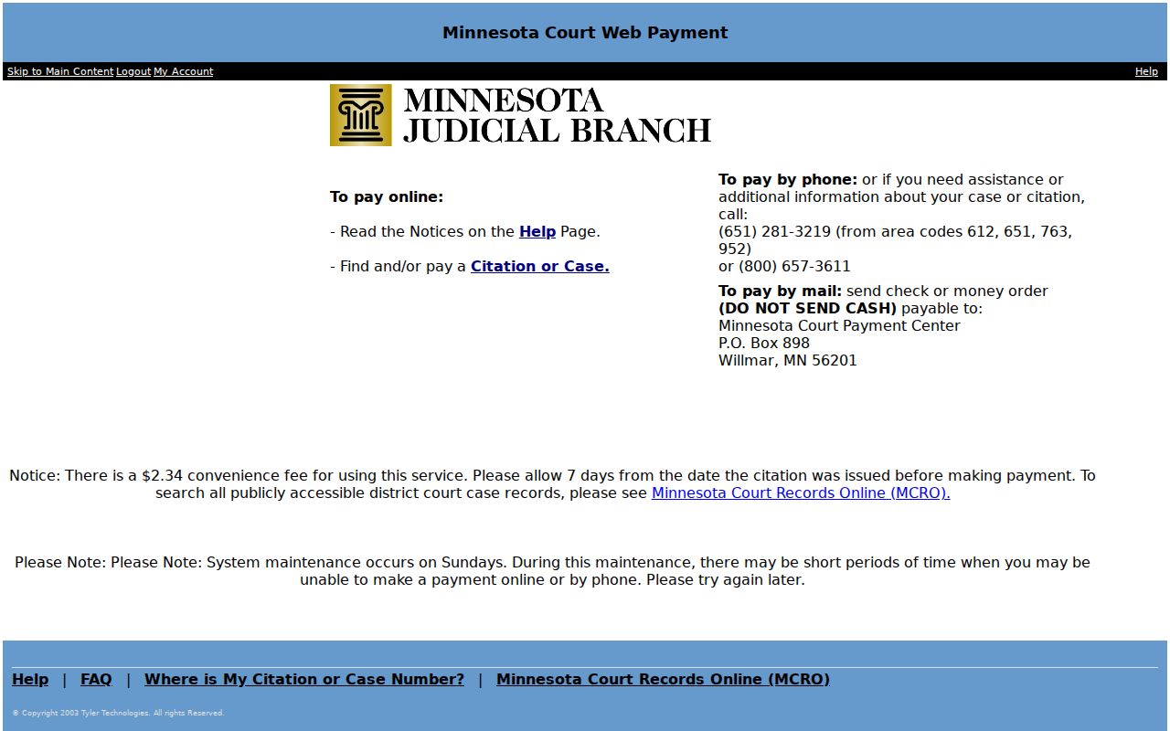 Olmsted County warrant records payment page showing that payment is not a warrant lookup