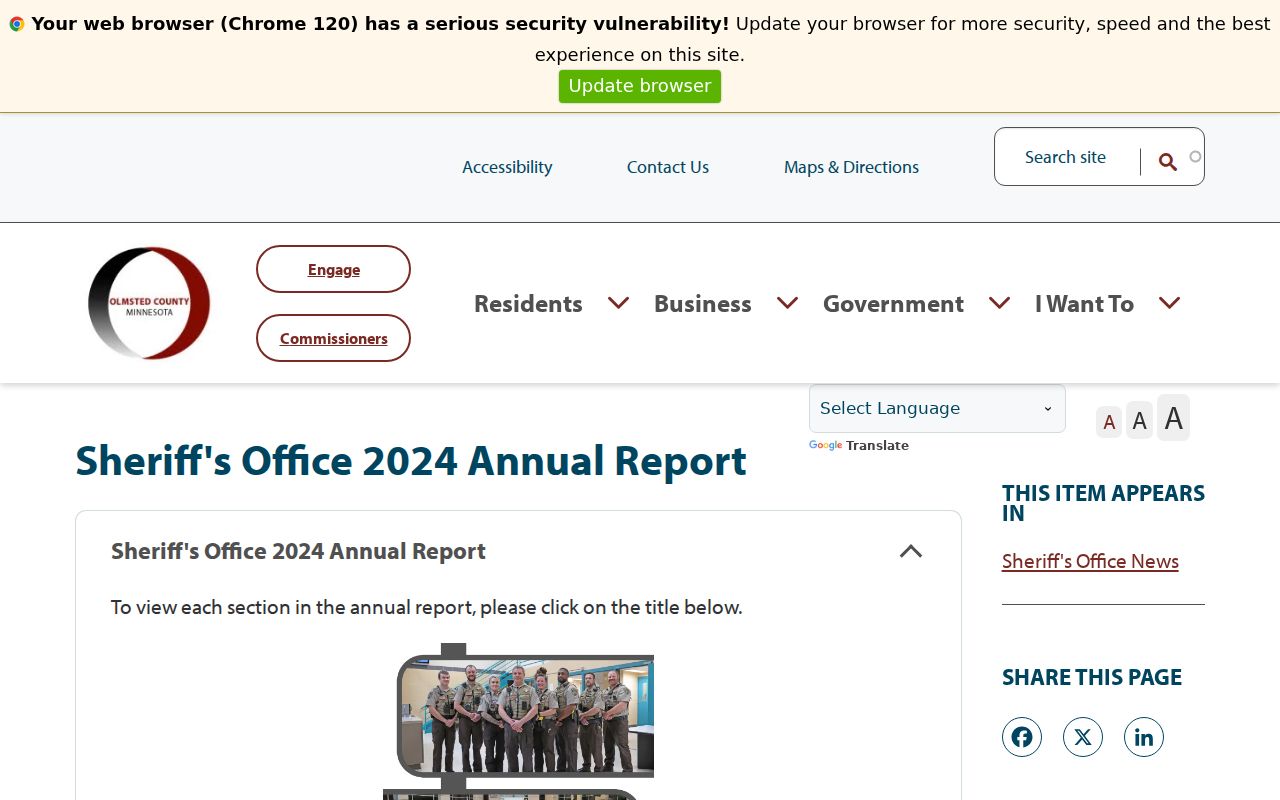 Olmsted County warrant records system scale from the Sheriff's Office annual report