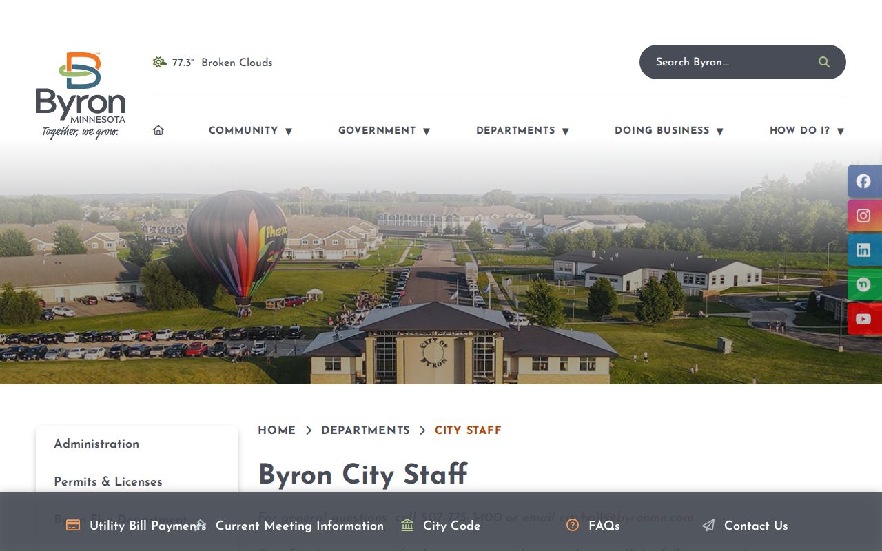 Olmsted County warrant records page for the Byron city police contract