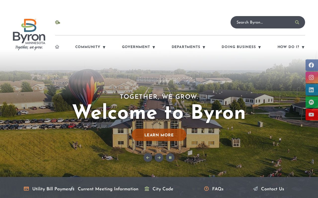 Olmsted County warrant records page for Byron city government contact details