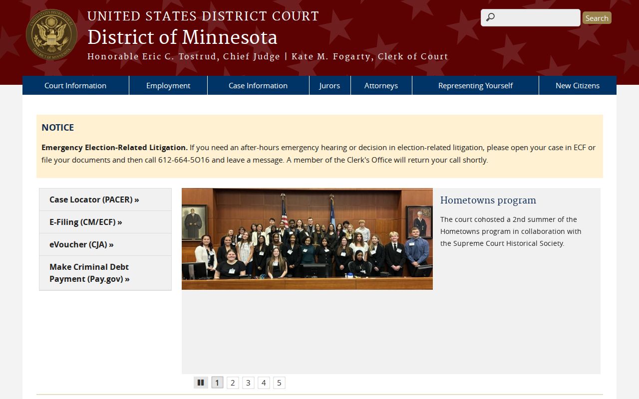 Olmsted County warrant records federal court layer for the District of Minnesota